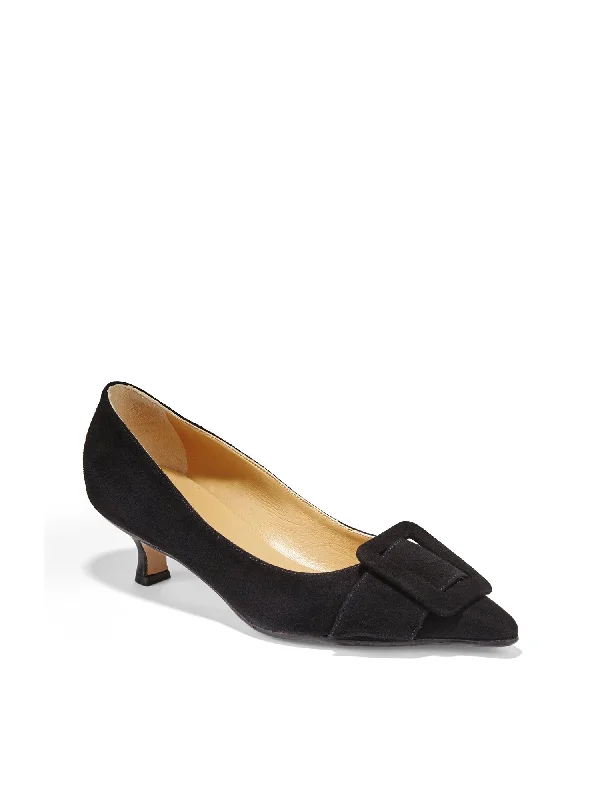 Affordable Suede Ankle Pumps for All-Day Wear--Romy Suede Buckle Heel