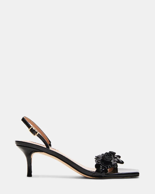 Versatile Heeled Sandals for Any Occasion---ROSALEA BLACK PATENT