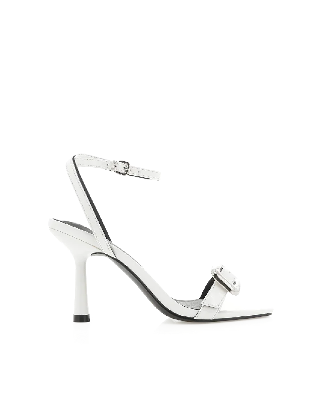 RUTHIE - WHITE PATENT---Fashionable Kitten Heels for Date Night