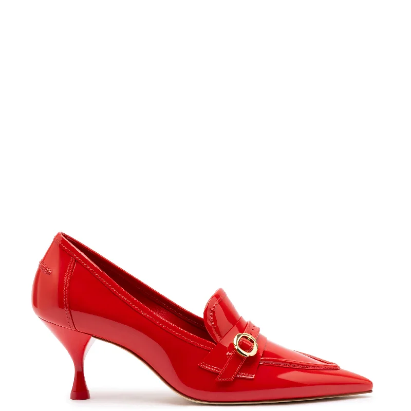 Sleek and Shiny Patent Pump Heels for a Polished Look--Susan Pump In Scarlet Patent Leather