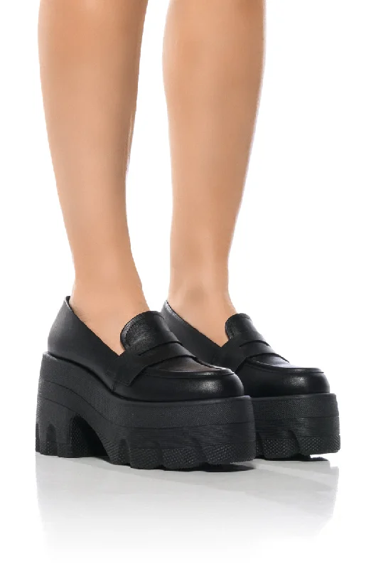 Trendy Chunky Heel Pumps for Casual Wear--SHORTY PLATFORM LOAFER IN BLACK