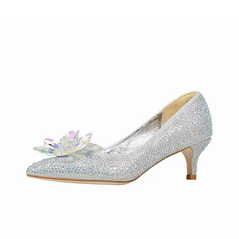 Affordable Rhinestone Pumps for a Dazzling Look---Silver Crystal Heels Wedding Party Diamond Heels Sparkly Point Party Shoes