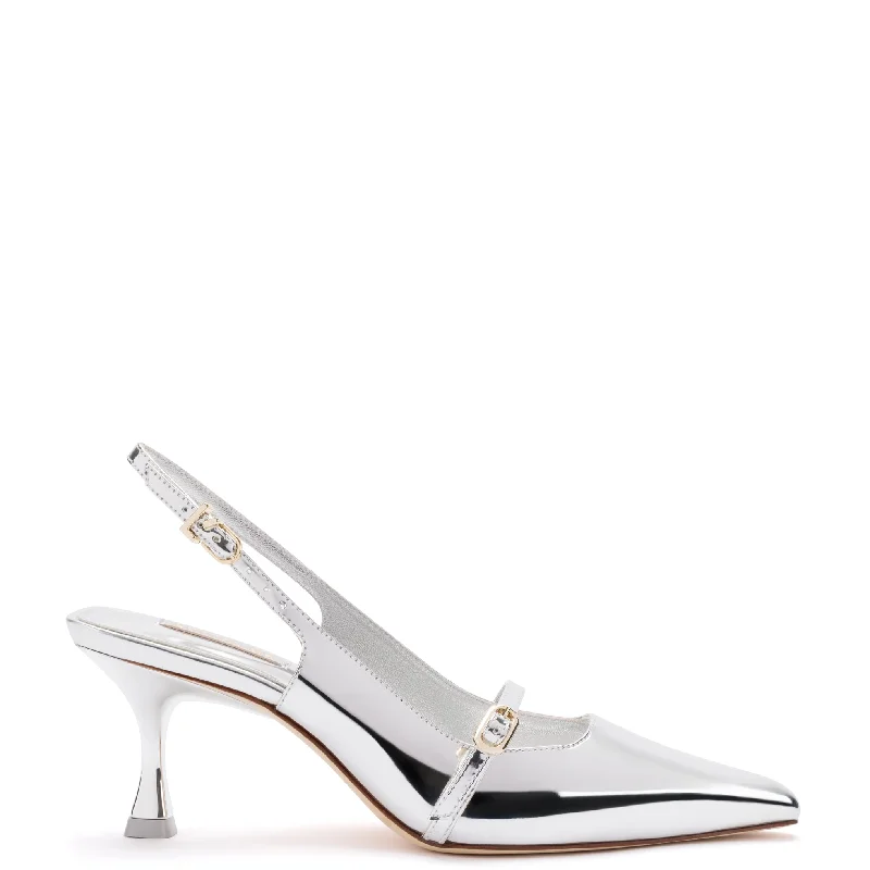 Versatile Heeled Sandals for Any Occasion---Ines Pump In Silver Specchio