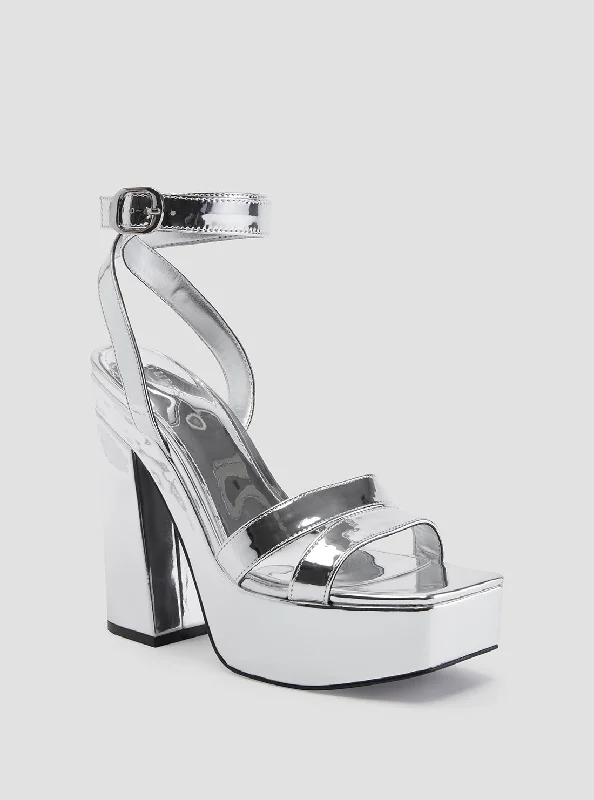 Versatile Heeled Sandals for Any Occasion---Silver Kameda Metallic High Heels