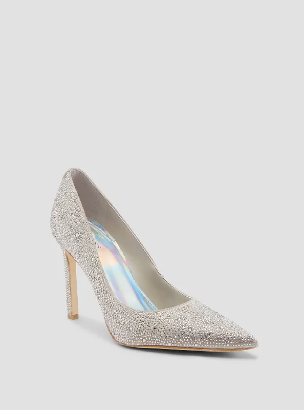 Silver Seannie Embellished Pumps---Chic Embellished Pumps for a Glamorous Look