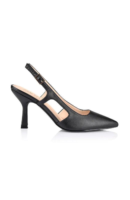 Versatile Heeled Sandals for Any Occasion---Spencer Slingback Pumps Black Smooth