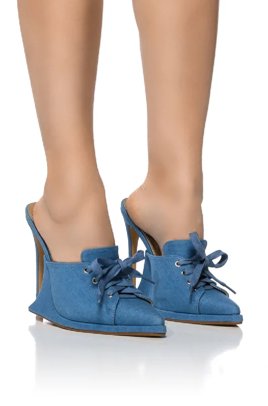 STUNNA DENIM PUMP---Chic Denim Fabric Heels for a Unique Look