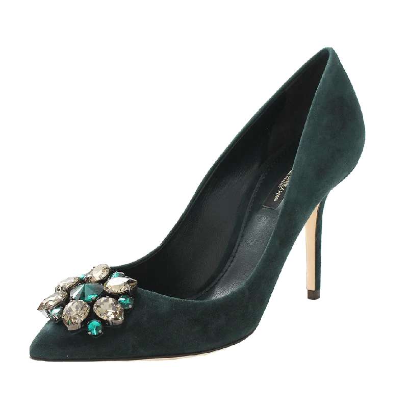 Affordable Suede Ankle Pumps for All-Day Wear--Suede Pump With Crystal Toe