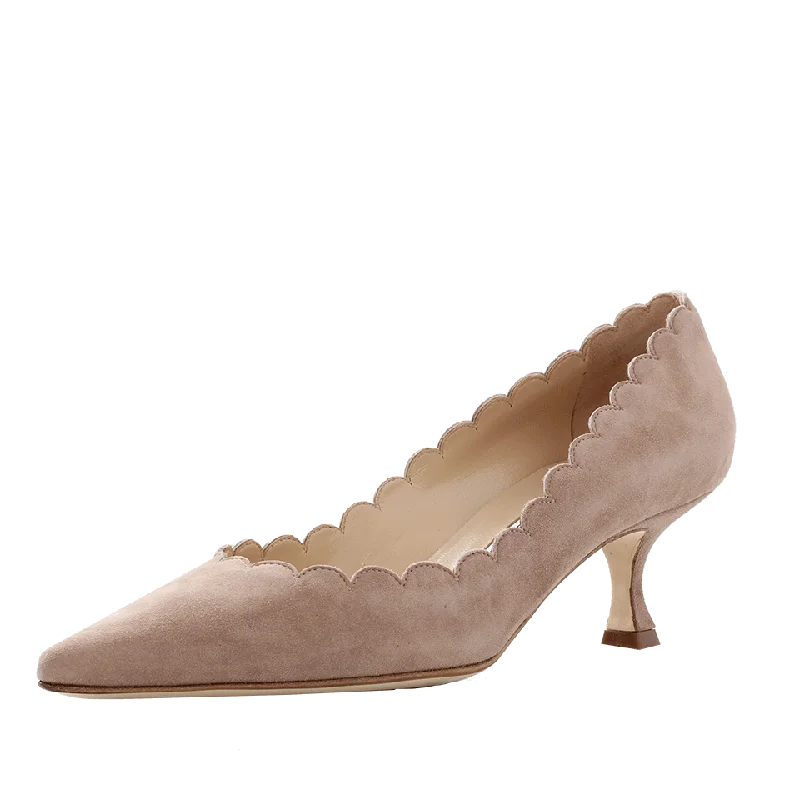 Affordable Suede Ankle Pumps for All-Day Wear--Suede Scalloped Gala Pump