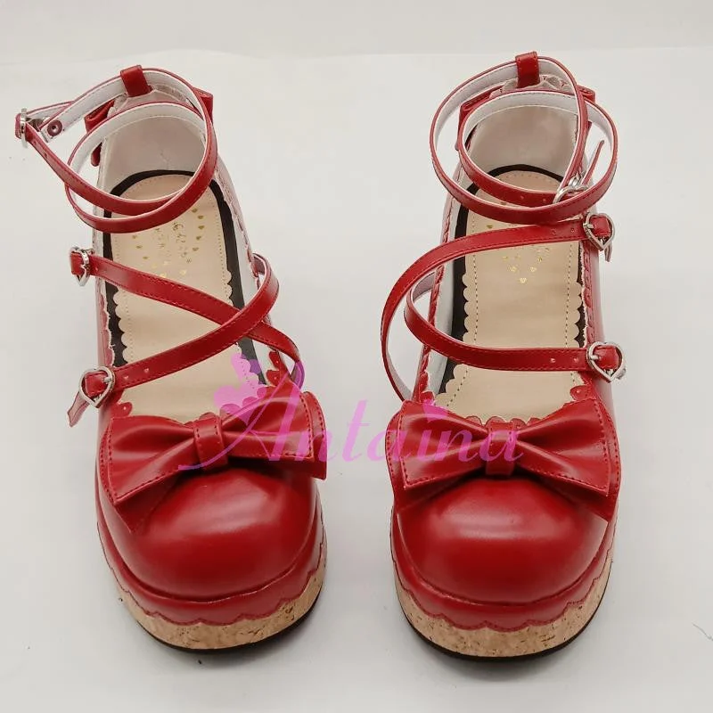 Versatile Heeled Sandals for Any Occasion---Antaina~Sweet Lolita Tea Party Red Shoes