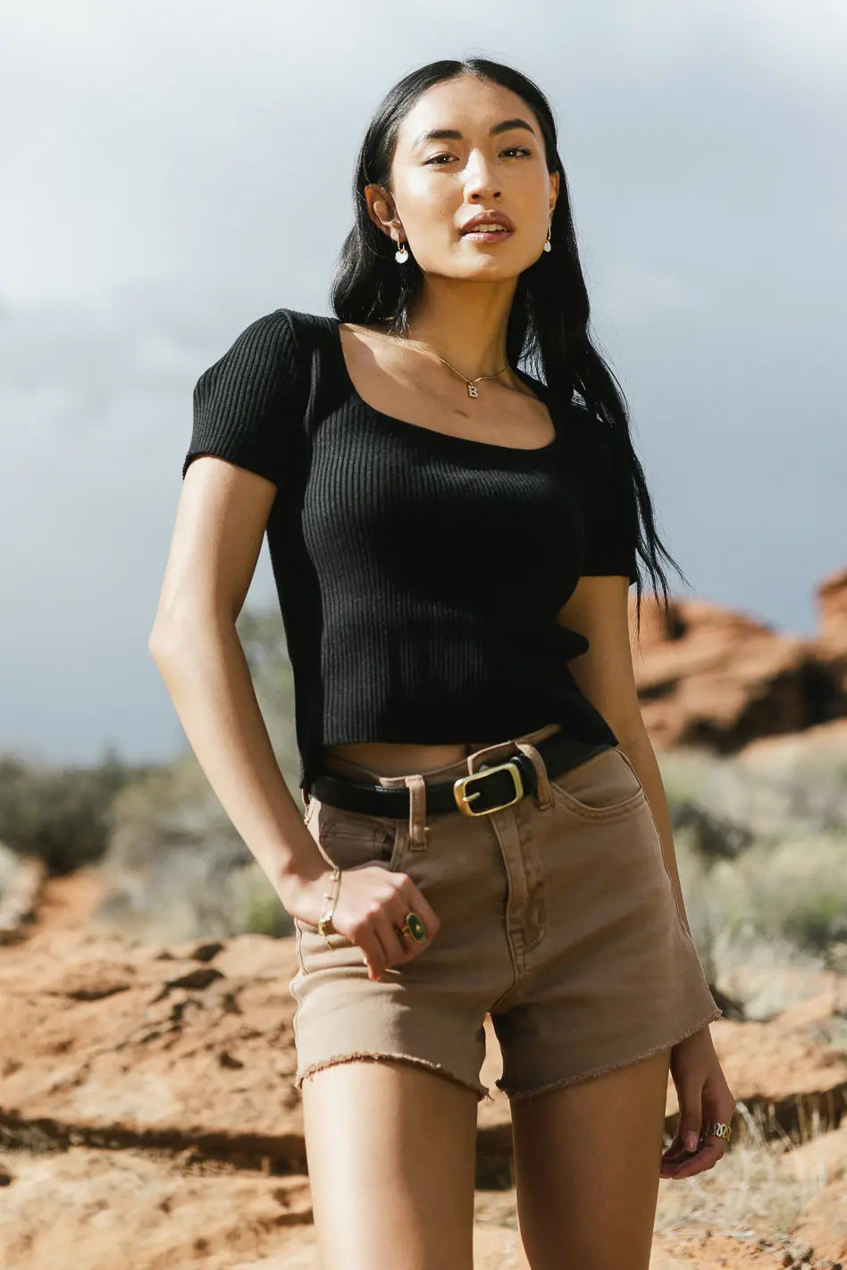 Women's denim shorts denim and rips-Sybil Denim Shorts - FINAL SALE