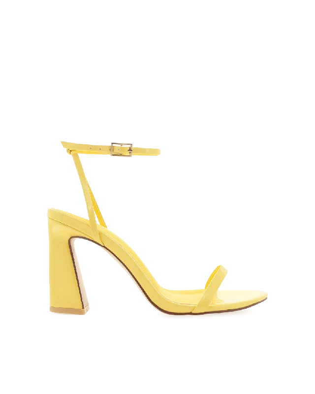 TABATHA - YELLOW PATENT---Fashionable Kitten Heels for Date Night