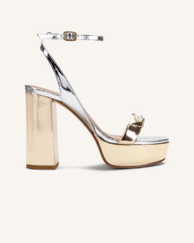 Stylish Platform Heels for Extra Height--Tara Silver & Gold Platforms