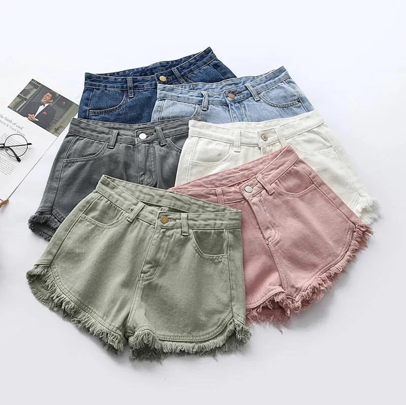 Women's denim shorts with different hemline options :Telly Denim Shorts