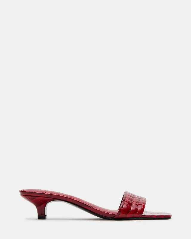 Versatile Heeled Sandals for Any Occasion---TRINITY RED CROCODILE