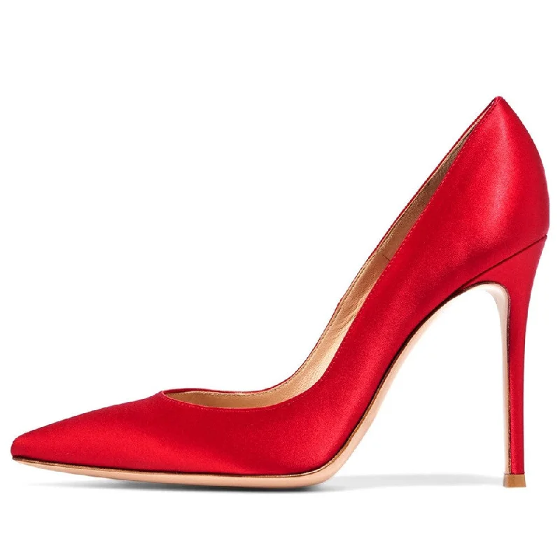 Stiletto Heel Pumps with Perfect Fit--Tucomosi Red Wedding Shoes Point Toe Single Shoes Stiletto-Fashionable & Classic