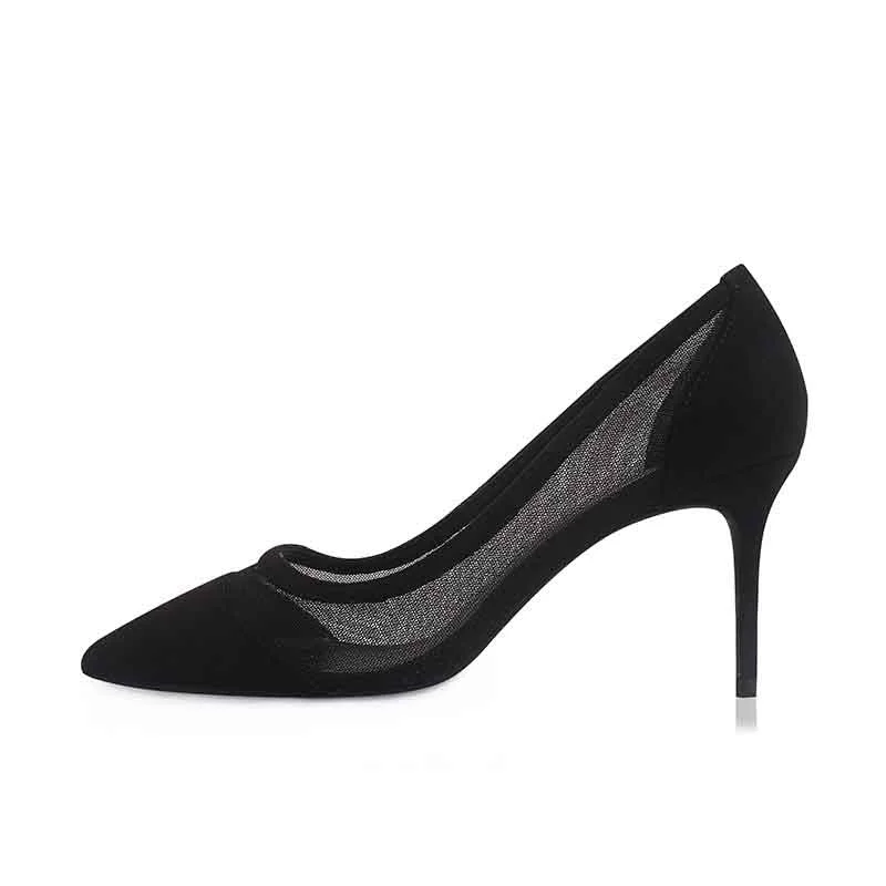 Affordable Suede Ankle Pumps for All-Day Wear--Tucomosi Suede Party Shoes Hollow Out Point Toe High Heels