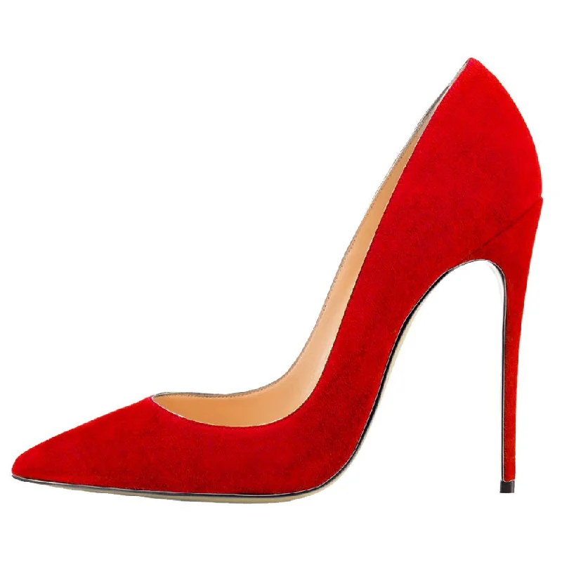 Affordable Suede Ankle Pumps for All-Day Wear--Tucomosi Suede Party Shoes Point Toe Plus Size Heels