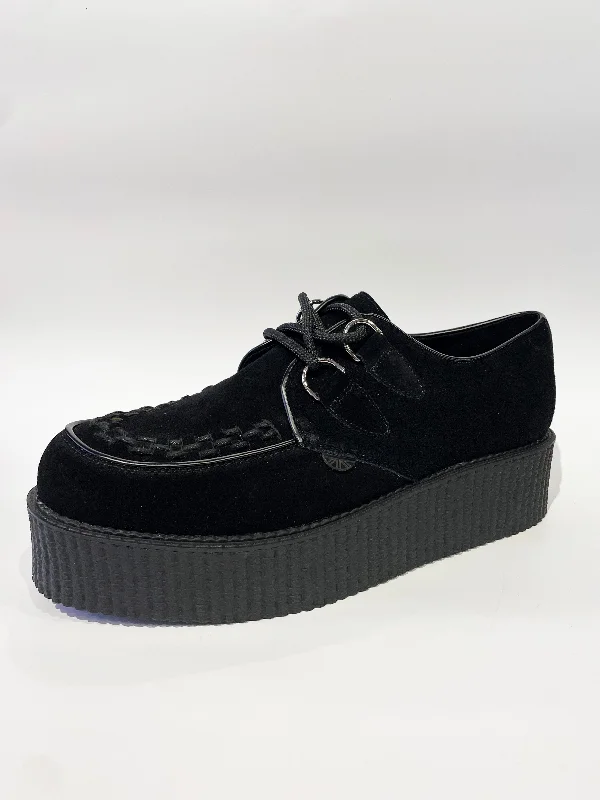 Affordable Suede Ankle Pumps for All-Day Wear--WULFRUN BLACK SUEDE CREEPERS SHOE