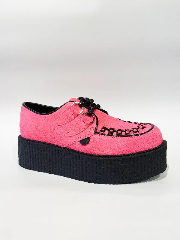 Affordable Suede Ankle Pumps for All-Day Wear--WULFRUN PINK SUEDE CREEPERS SHOE