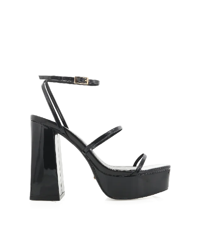 VINCIJA - BLACK PATENT---Fashionable Kitten Heels for Date Night