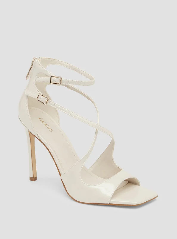 Sleek and Shiny Patent Pump Heels for a Polished Look--White Patent Sella Heels