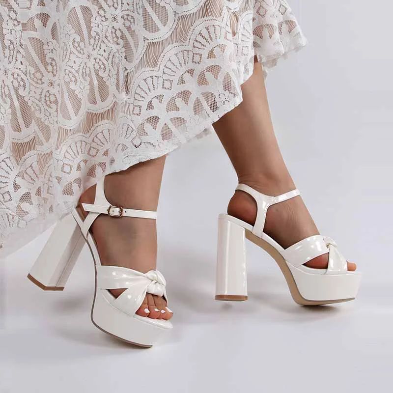 White Wedding Wedge Shoes Bridal Heels For A Summer Party