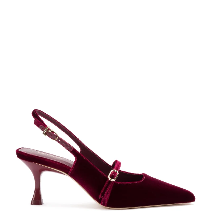 Luxurious Velvet Women's Pumps with Soft Finish---Ines Pump In Wine Velvet