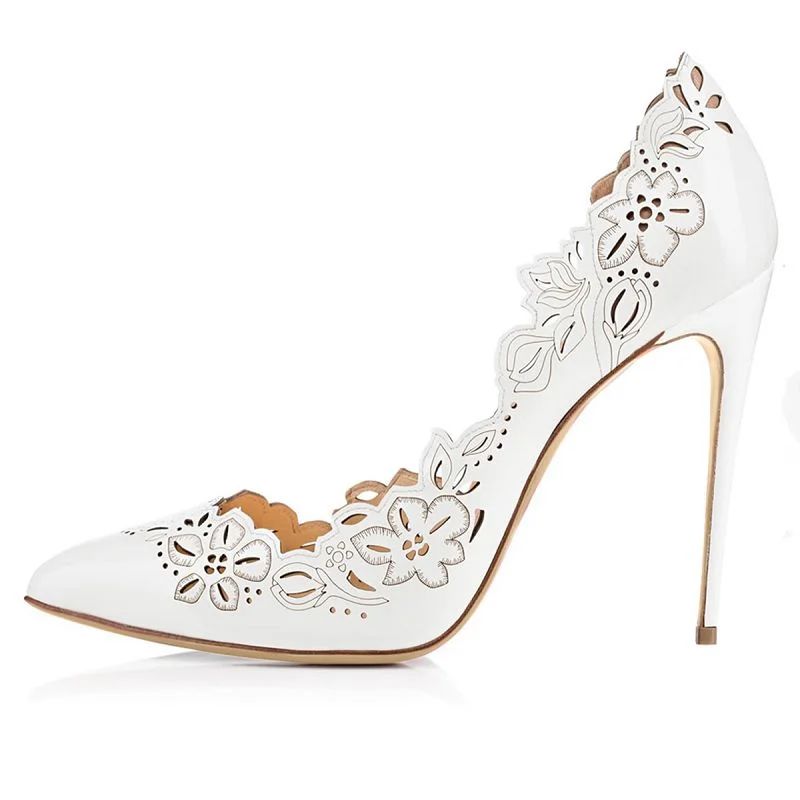 Stiletto Heel Pumps with Perfect Fit--Tucomosi Women Point Toe Heels Flower Hollow Stiletto-Fashionable & Classic