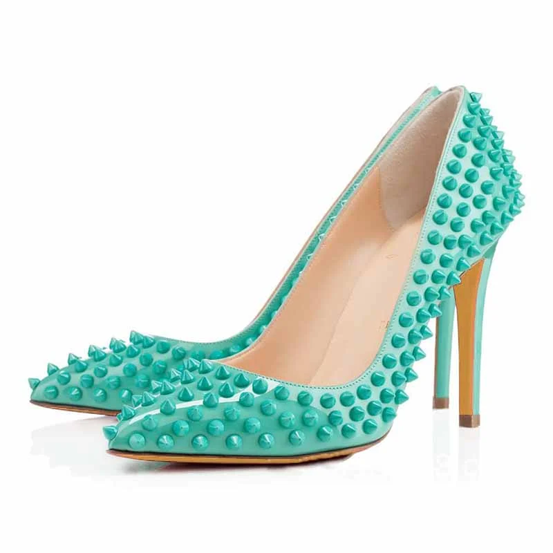 Stylish Slip-On Pumps for Quick Elegance---Women Spikes Pumps High Heels Ripped Shoes Slip on Party Stiletto