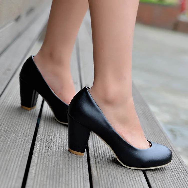 2.76" Chunky Heel Pumps Closed Toe Dress Shoes---Elegant Evening Heels for Weddings and Parties