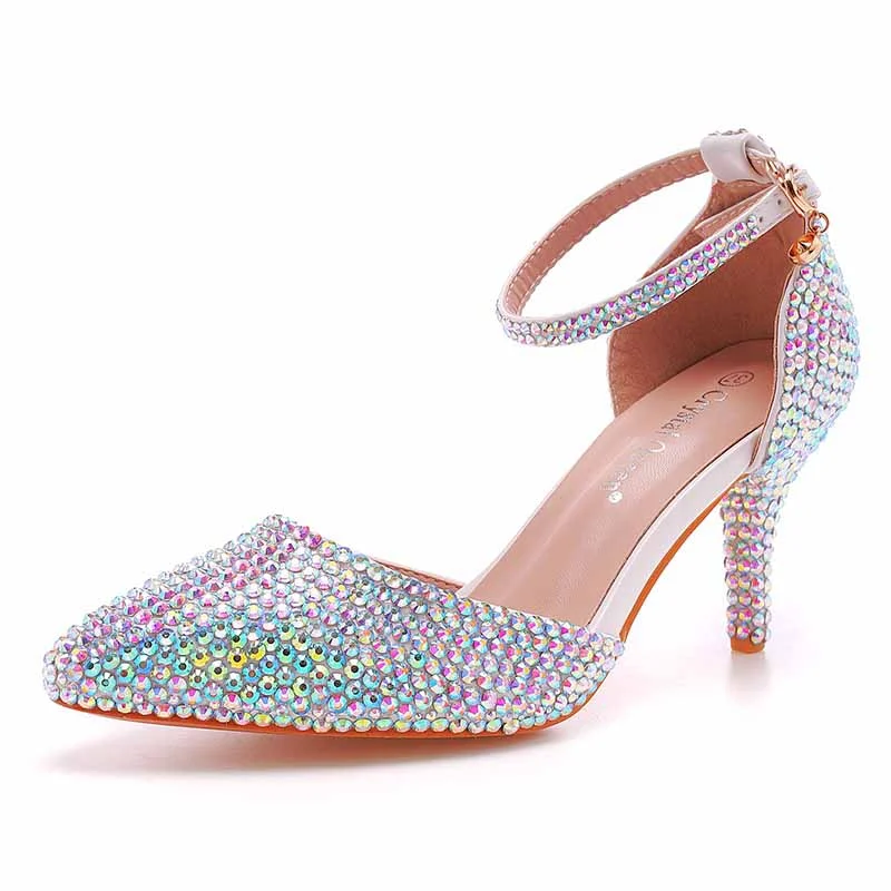 Affordable Rhinestone Pumps for a Dazzling Look---Women's High Heels Dress Rhinestones Closed Toe Pumps Shoes  1.97" 2.76"