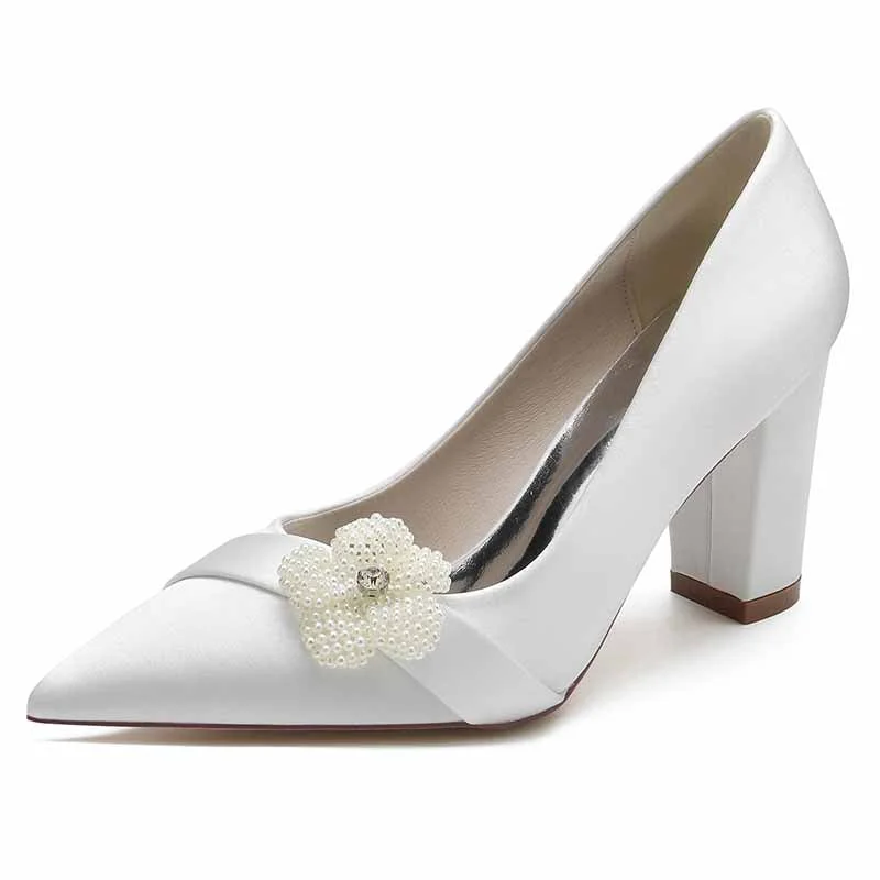 Trendy Chunky Heel Pumps for Casual Wear--Women's Low Block Heels Comfortable Chunky Wedding Pumps