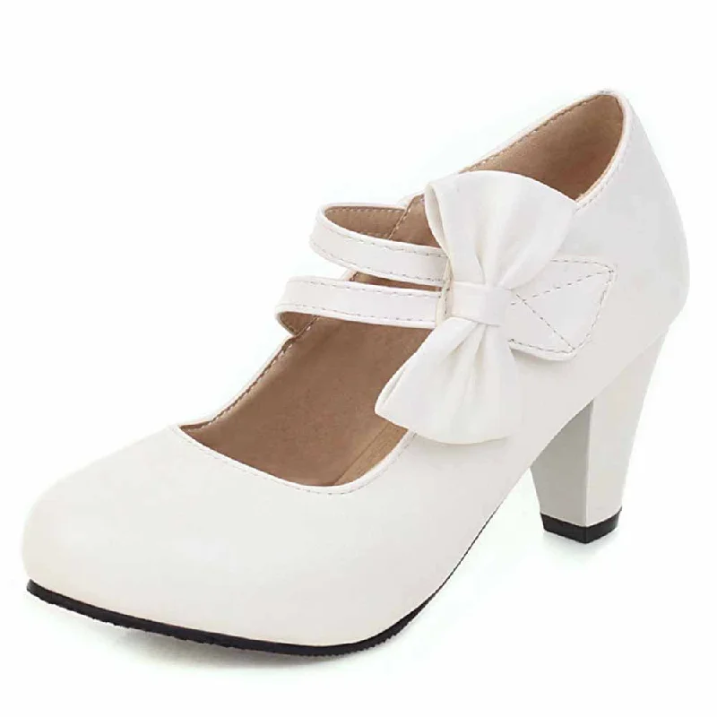 Womens Platform Pumps Ladies Sexy High Heeled Shoes With Bows---Charming Bow Pumps for a Cute and Stylish Look