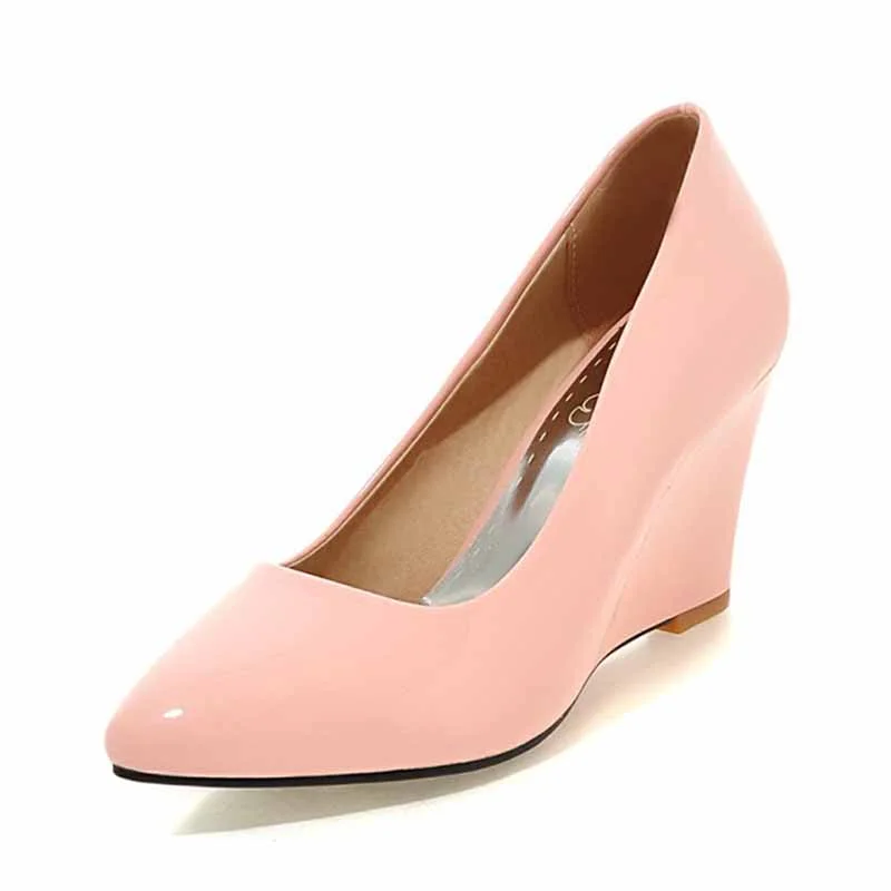 Versatile Dress Heels for Formal and Casual Wear---Womens Platform Wedges Pu Leather Dress Heels 8cm Shoes