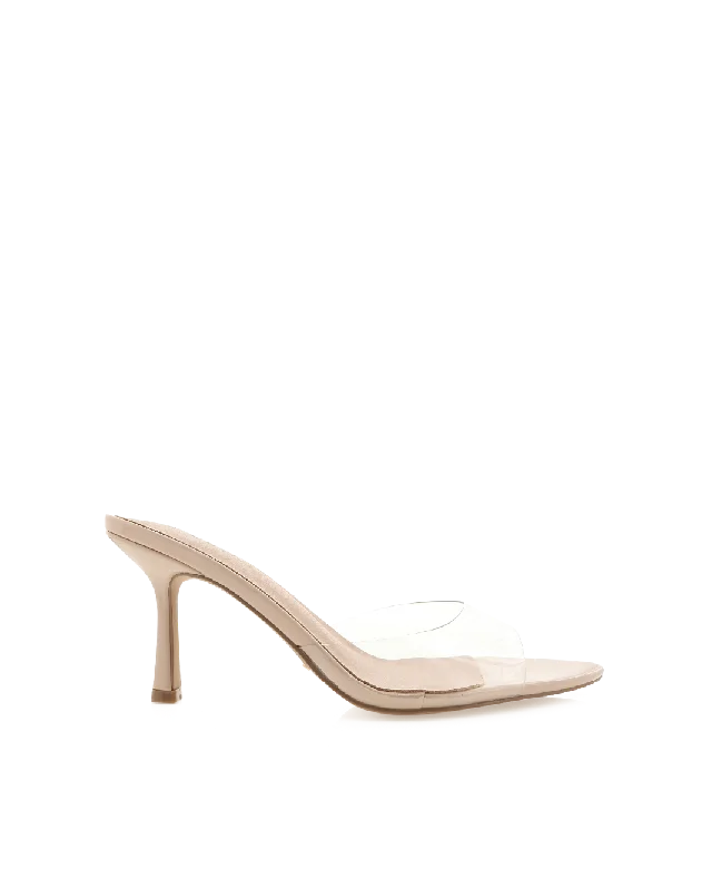 XAYANA - NUDE PATENT-CLEAR---Fashionable Kitten Heels for Date Night