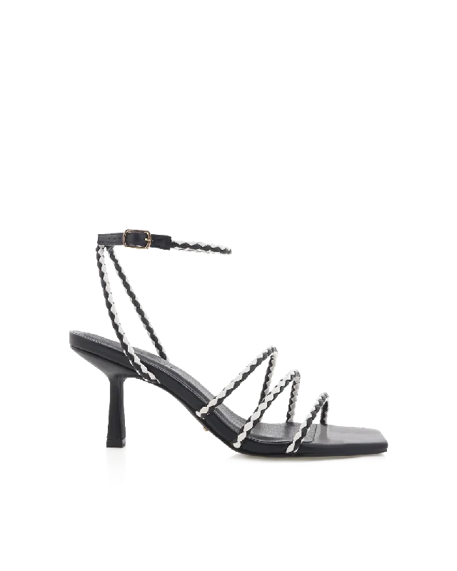 YESSICA - BLACK-WHITE CONTRAST---Fashionable Kitten Heels for Date Night