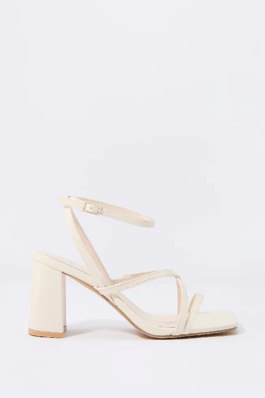 Stylish Open Toe Heels for Summer--Faux Leather Open Toe Strappy Heel