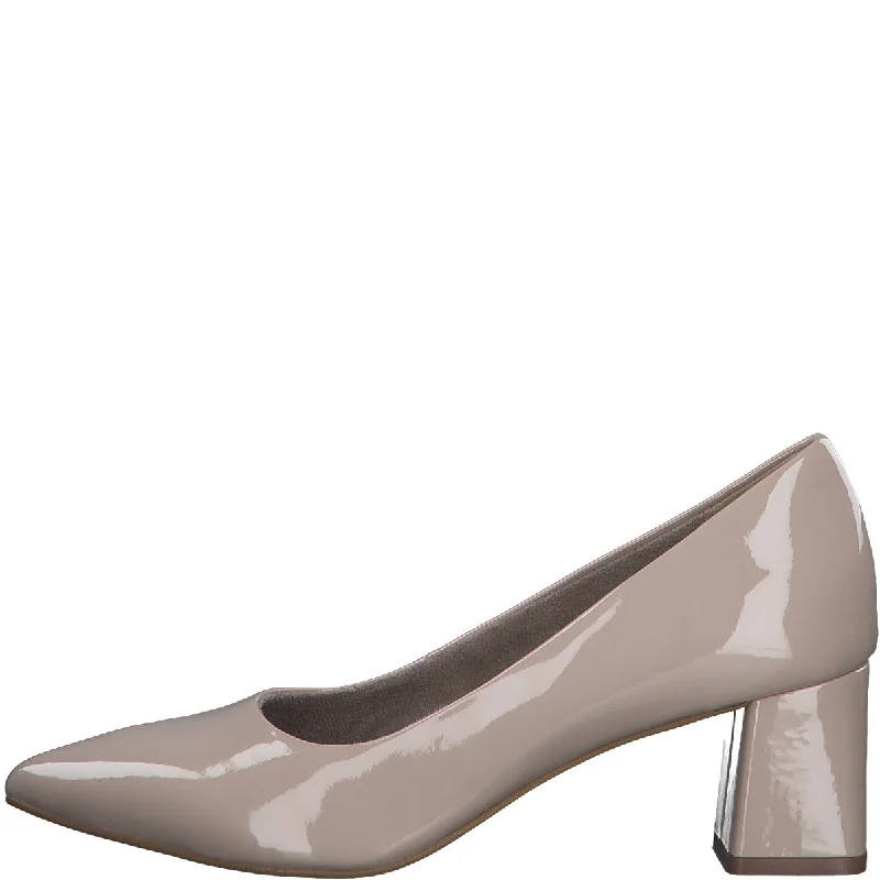 Stiletto Heel Pumps with Perfect Fit--Pointed Toe Heel in Nude Patent-Fashionable & Classic