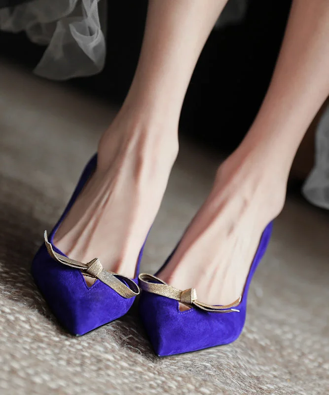 Stiletto Heel Pumps with Perfect Fit--2024 Splicing Stiletto High Heels Purple Sheepskin Pointed Toe-Fashionable & Classic