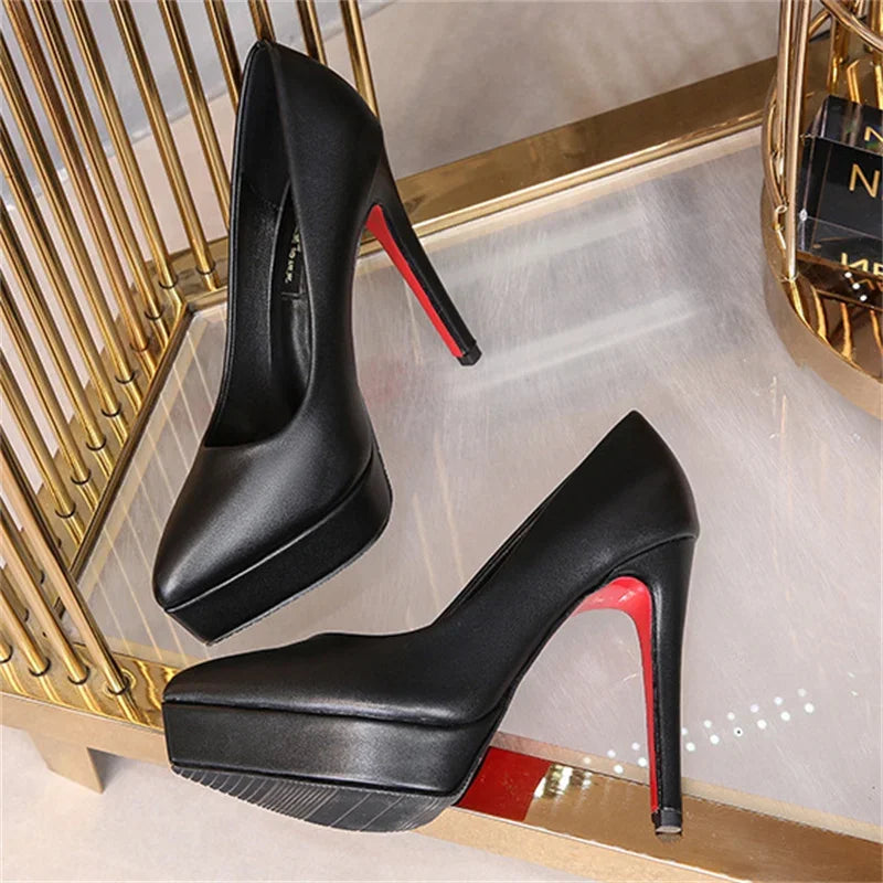 Stylish Platform Heels for Extra Height--Women 12cm High Heels 3cm Platform Fetish Nightclub Pumps