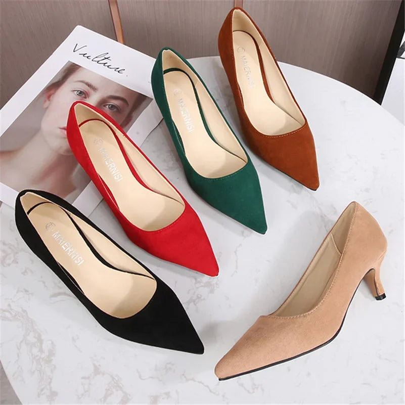 Stiletto Heel Pumps with Perfect Fit--Women 5cm High Heels Scarpin Valentine Low Heels Pumps Lady Pointed Toe-Fashionable & Classic