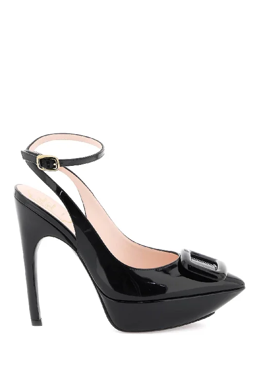 Sleek and Shiny Patent Pump Heels for a Polished Look--Patent Leather Viv' Choc Slingback Pumps  - Nero