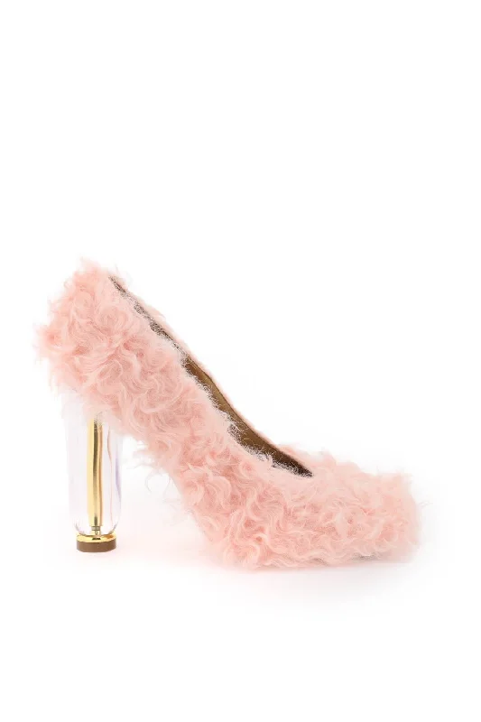 Versatile Heeled Sandals for Any Occasion---Faux Fur Pumps  - Rosa