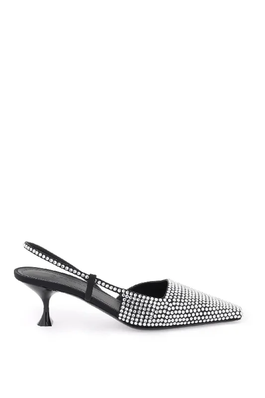 Affordable Rhinestone Pumps for a Dazzling Look---Slingback Pumps With Crystals  - Nero