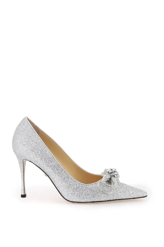 Glittered Pumps With Crystals  - Argento---Trendy Glitter Heels for a Glamorous Look