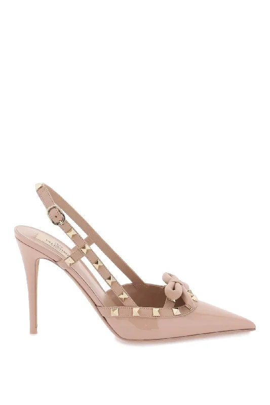 Rockstud Bow Slingback Pumps  - Beige---Charming Bow Pumps for a Cute and Stylish Look