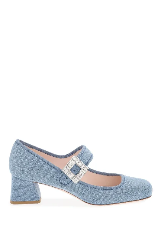 "denim Très Vivier Dé  - Blue---Chic Denim Fabric Heels for a Unique Look