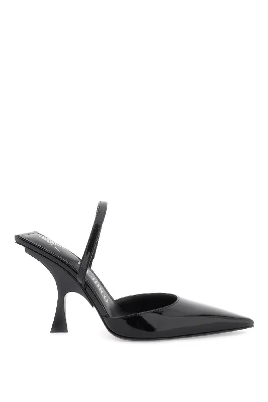 Fashionable Leather Slingback Pumps for Casual Wear--Faux Leather Slingback Pumps  - Black