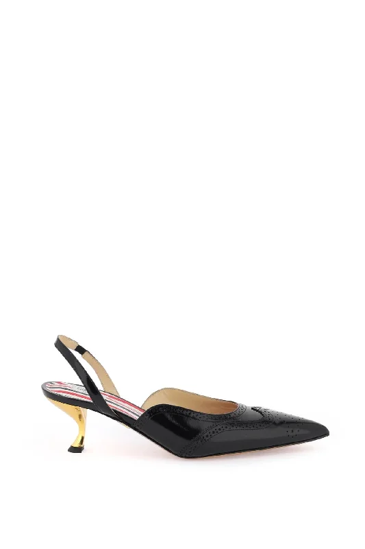 Versatile Heeled Sandals for Any Occasion---Brogue Slingback Pumps  - Black